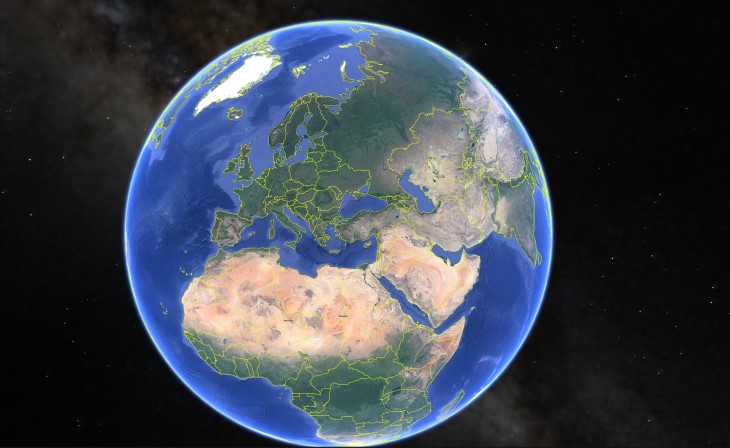 vue de la terre par google earth